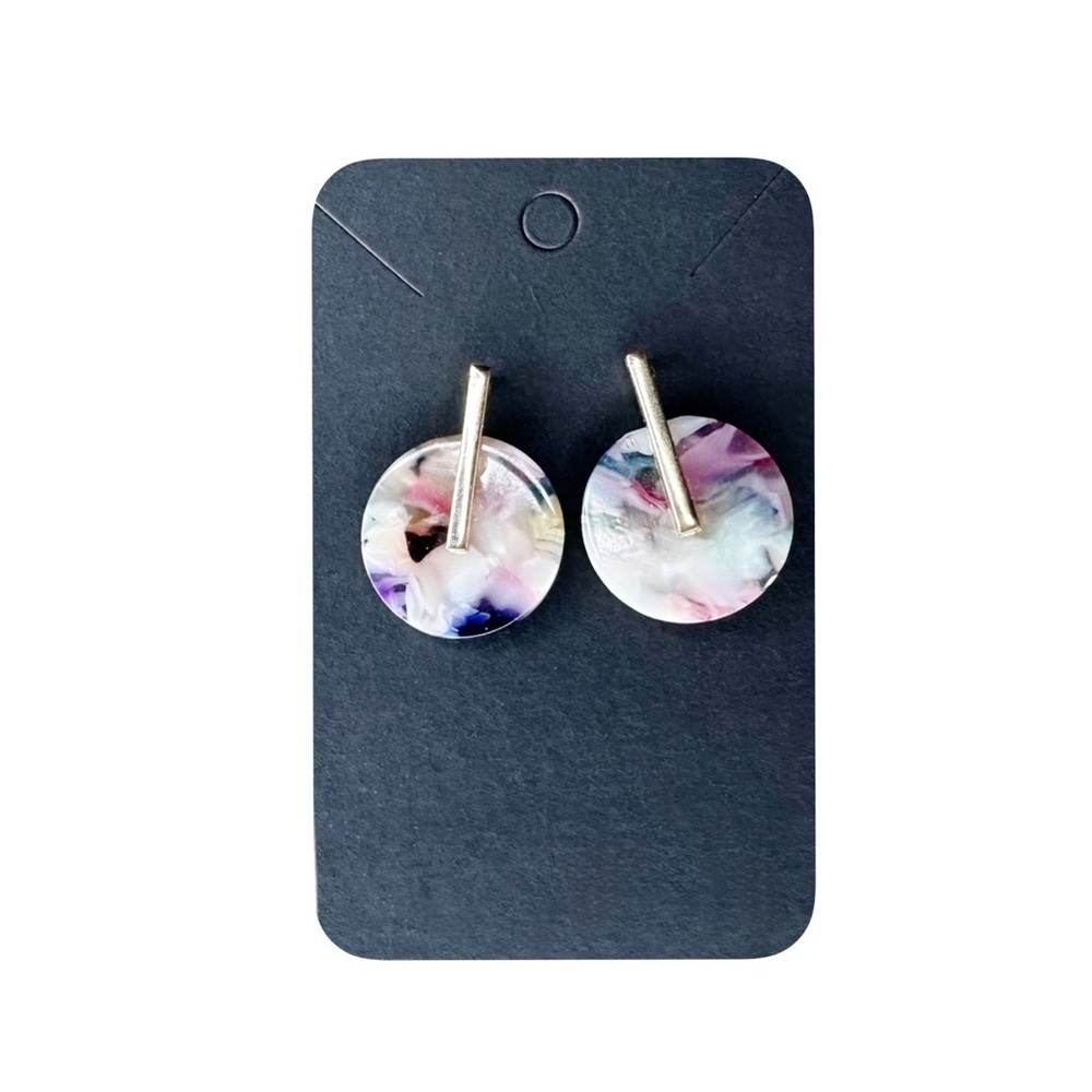 5/$25 😻 Multicolor Disc Acrylic Earrings with Gold Tone Accent
